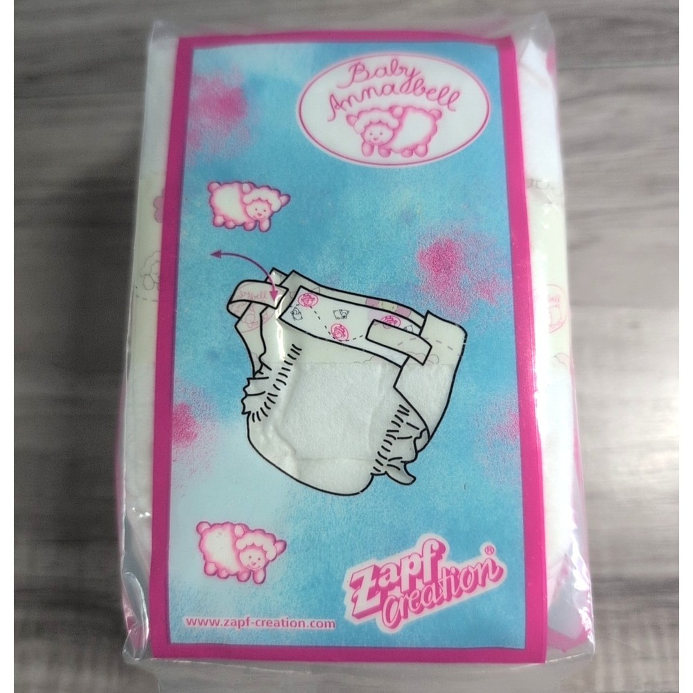 Zapf Creation Baby Annabell Doll 5 Super-Soft Diapers With Strips. ( NEW SEALED)